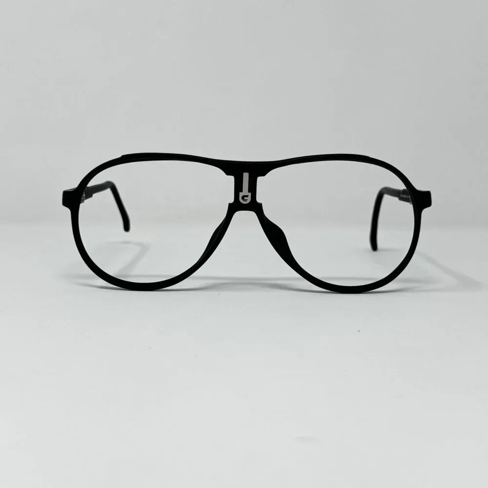Vintage 1970s Carrera 5407 Black Aviator Eyeglass Frames Germany 65-15-142